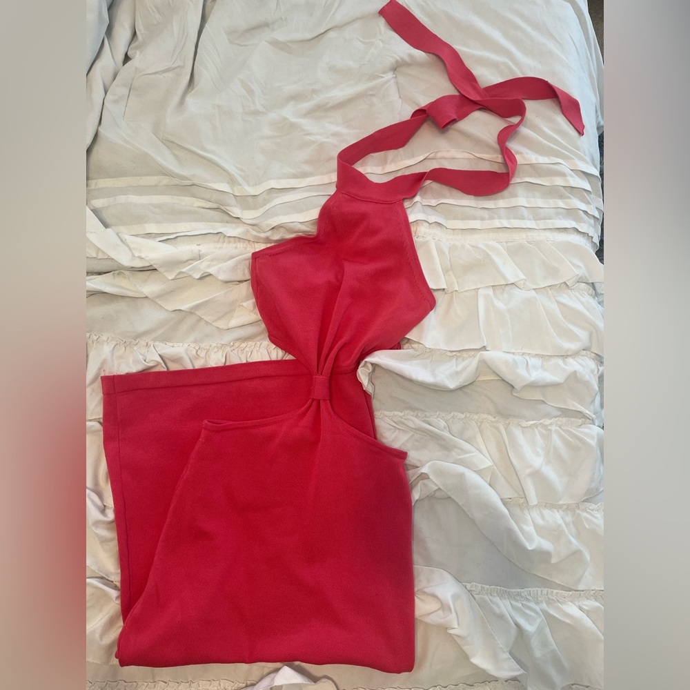 LULU Hot Pink Cut Out Dress - Picture 4 of 5